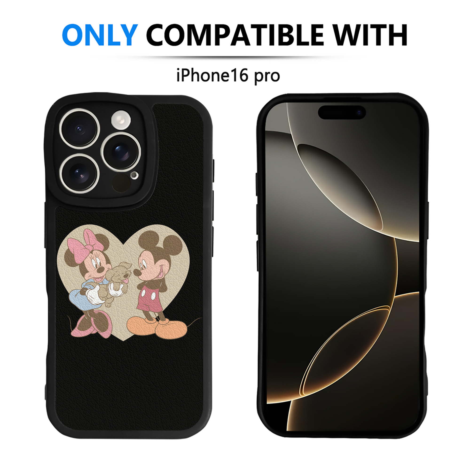 （画像用） ミッキーマウス Mickey Mouse 【iPhone 16シリーズ対応】シリコンスマホケース（レザー調） 材質：シリコン